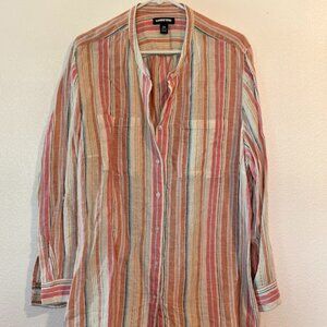 Lands End Linen Roll Sleeve Tunic 2X